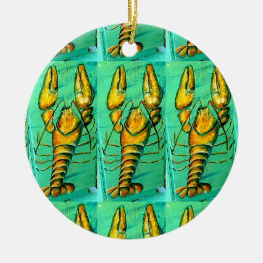 maïskreeft groene versiering keramisch ornament (Voorkant)