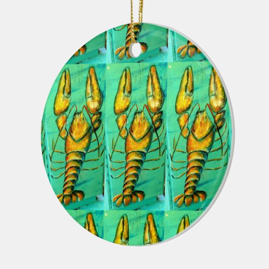 maïskreeft groene versiering keramisch ornament (Links)