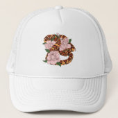 Maislang Pinke Bloemen Groen Trucker Pet (Voorkant)