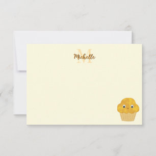 Maismuffin Mooie Tekening Monogram Crème Notitiekaartje