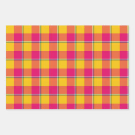 Maison et Razzmatazz Plaid Geel Roze Inpakpapier Vel