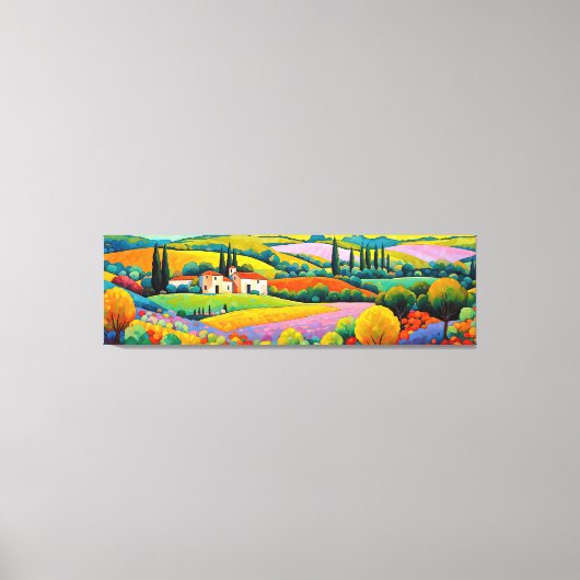 "Maisons Provençales" Breed landschap Provence Canvas Afdruk (Voorkant)