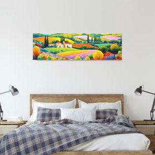 "Maisons Provençales" Breed landschap Provence Canvas Afdruk