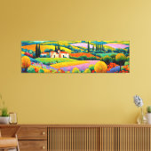 "Maisons Provençales" Breed landschap Provence Canvas Afdruk (Insitu (Woonkamer))