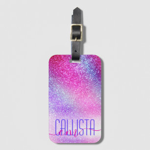 Maisroze Paarse nebula Galaxy Glitter Bagagelabel