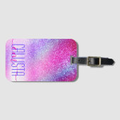 Maisroze Paarse nebula Galaxy Glitter Bagagelabel (Voorkant (horizontaal))