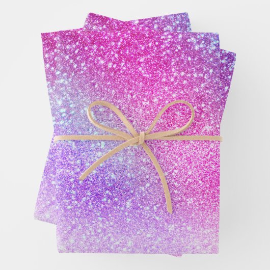 Maisroze Paarse nebula Galaxy Glitter Inpakpapier Vel (In situ)