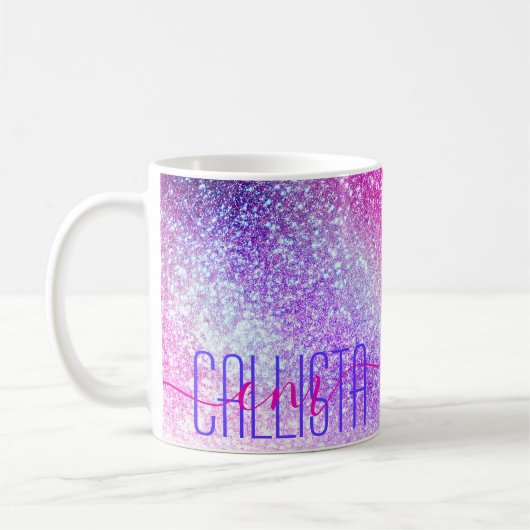 Maisroze Paarse nebula Galaxy Glitter Koffiemok (Links)