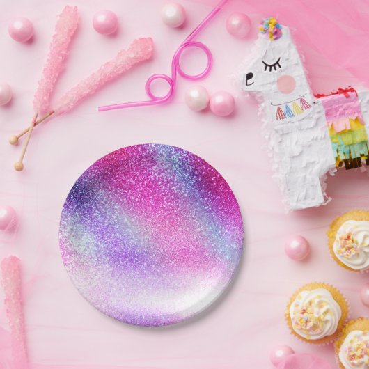 Maisroze Paarse nebula Galaxy Glitter Papieren Bordje (Feest)