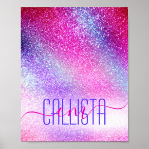 Maisroze Paarse nebula Galaxy Glitter Poster