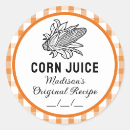 Maïssap sticker met oranje geruit patroon