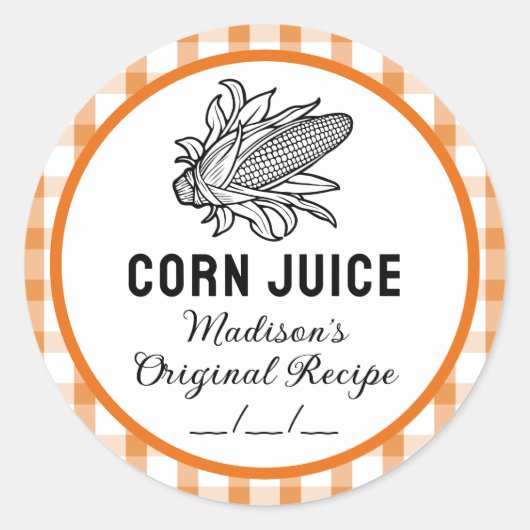Maïssap sticker met oranje geruit patroon (Voorkant)