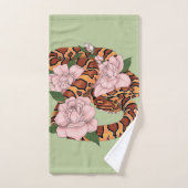 Maisslang roze bloemen groen bad handdoek (Handdoek)