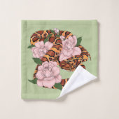 Maisslang roze bloemen groen bad handdoek (Wasdoekje)