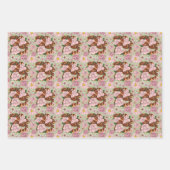 Maisslang roze bloemen groen inpakpapier vel (Voorkant 3)