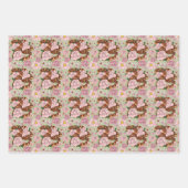 Maisslang roze bloemen groen inpakpapier vel (Voorkant 2)