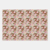 Maisslang roze bloemen groen inpakpapier vel (Voorkant)