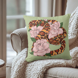 Maisslang roze bloemen groen kussen