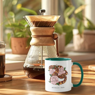 Maisslang roze bloemen groen mok