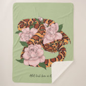 Maisslang roze bloemen groen sherpa deken (Voorkant)