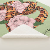 Maisslang roze bloemen groen sherpa deken (3/4)