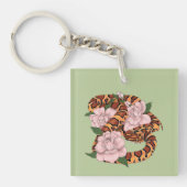 Maisslang roze bloemen groen sleutelhanger (Voorkant)