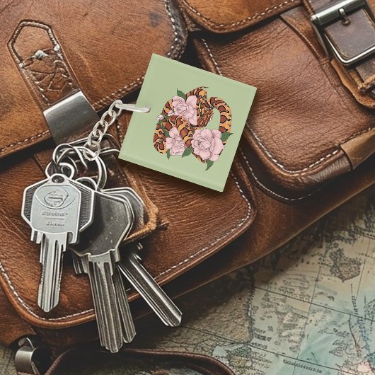 Maisslang roze bloemen groen sleutelhanger