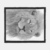 Maisthuis - Lion Black en White Digital Artwork Fleece Deken (Voorkant (Horizontaal))