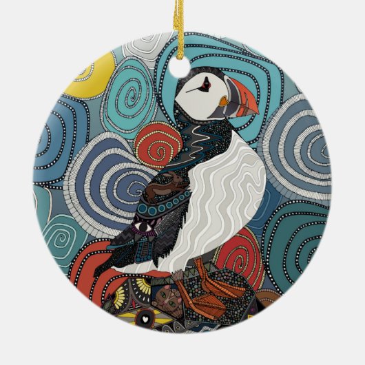 maïswandpuffin keramisch ornament (Achterkant)