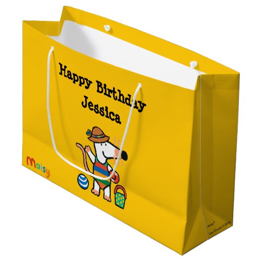 Maisy bij de Beach Birthday Large Cadeautasje (Voorkant Gekanteld)