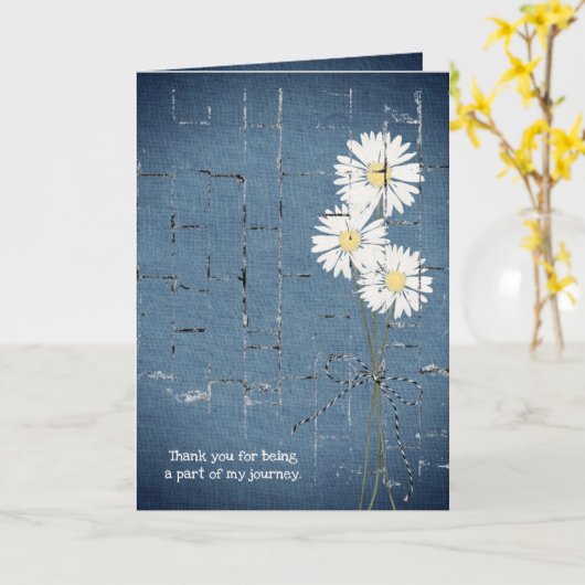 maisy bouquet over blue denim brick kaart (Gele Bloem)