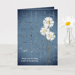 maisy bouquet over blue denim brick kaart