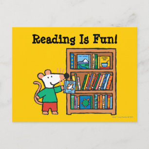 Maisy en boekenplank briefkaart