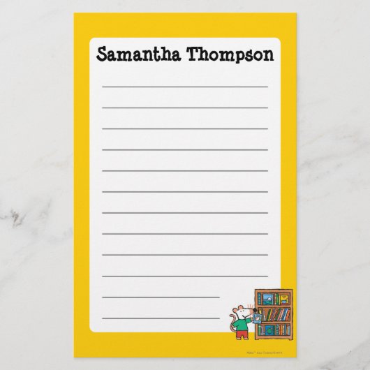 Maisy en boekenplank briefpapier (Voorkant)