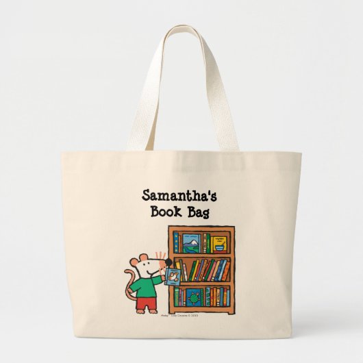 Maisy en boekenplank grote tote bag (Voorkant)