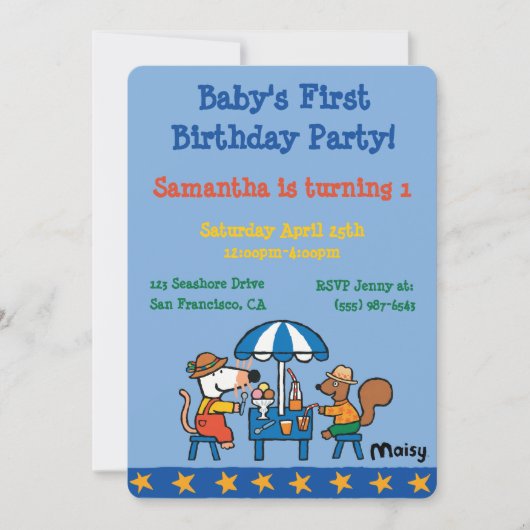 Maisy en Cyril Birthday Kaart (Voorkant)