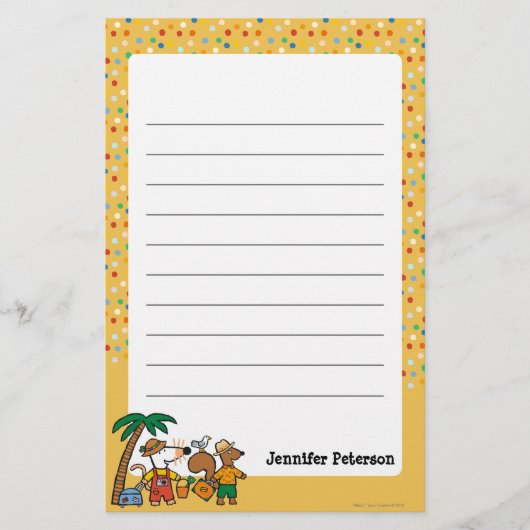 Maisy en Cyril met palmboom aan de strand Briefpapier (Voorkant)