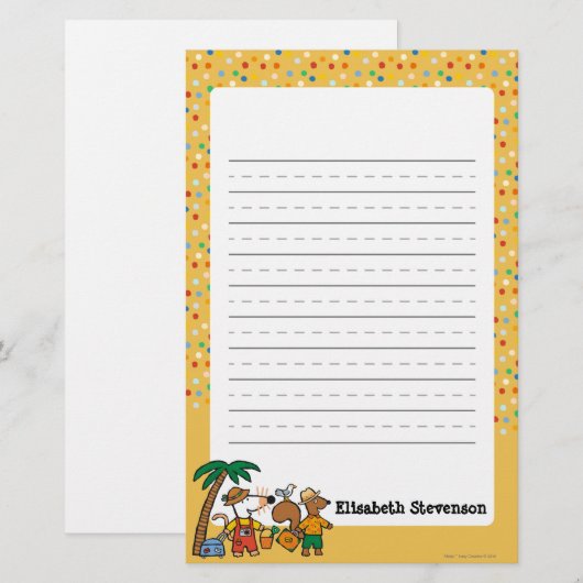 Maisy en Cyril met palmboom aan de strand Briefpapier (Voorkant / Achterkant)