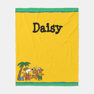 Maisy en Cyril met palmboom aan de strand Fleece Deken