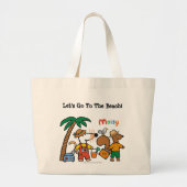 Maisy en Cyril met palmboom aan de strand Grote Tote Bag (Voorkant)