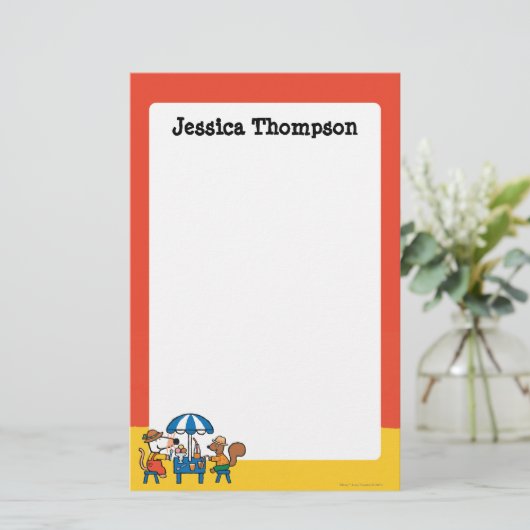 Maisy en Cyril Snacktime in het strand Briefpapier (Staand voorkant)