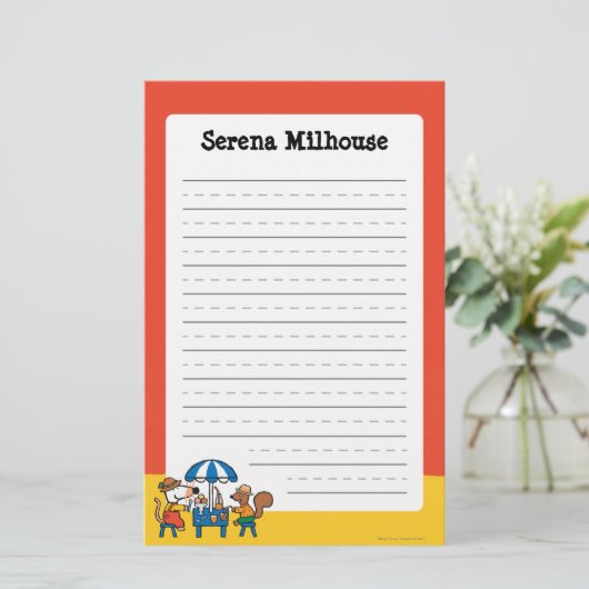 Maisy en Cyril Snacktime in het strand Briefpapier (Staand voorkant)