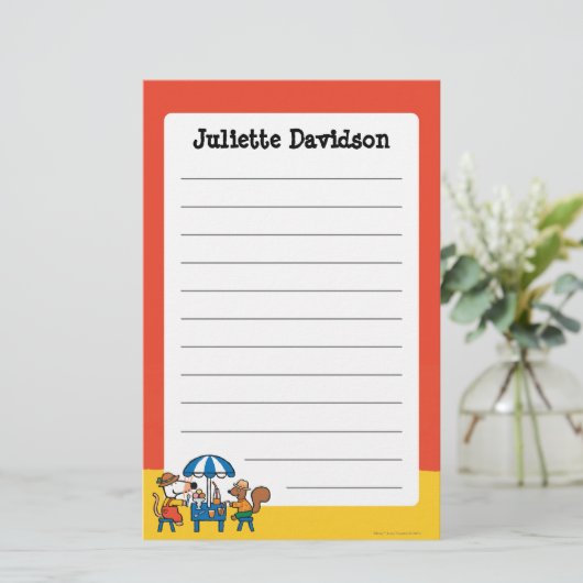 Maisy en Cyril Snacktime in het strand Briefpapier (Staand voorkant)