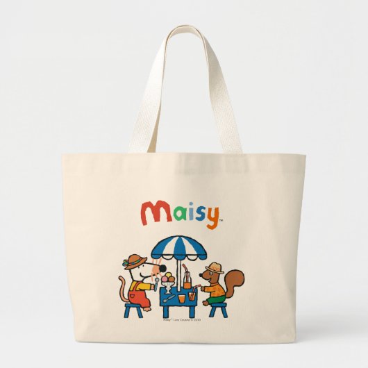 Maisy en Cyril Snacktime in het strand Grote Tote Bag (Voorkant)