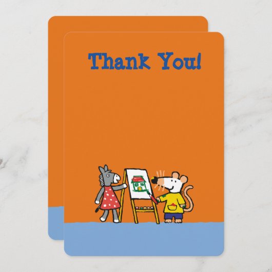 Maisy en Dotty Paint op Preschool Bedankkaart (Voorkant / Achterkant)