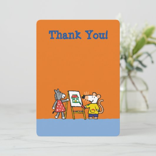 Maisy en Dotty Paint op Preschool Bedankkaart (Staand voorkant)