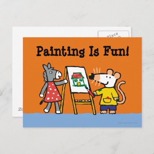 Maisy en Dotty Paint op Preschool Briefkaart (Voorkant / Achterkant)