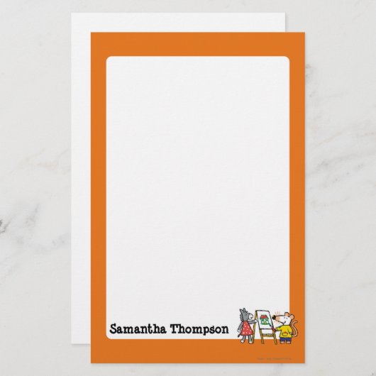 Maisy en Dotty Paint op Preschool Briefpapier (Voorkant / Achterkant)