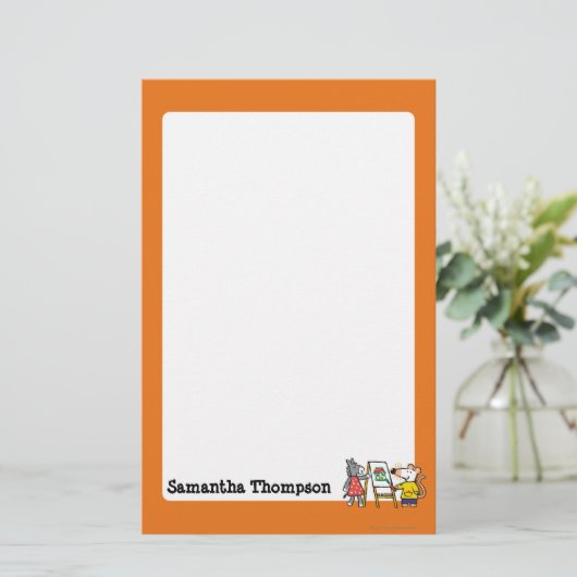 Maisy en Dotty Paint op Preschool Briefpapier (Staand voorkant)