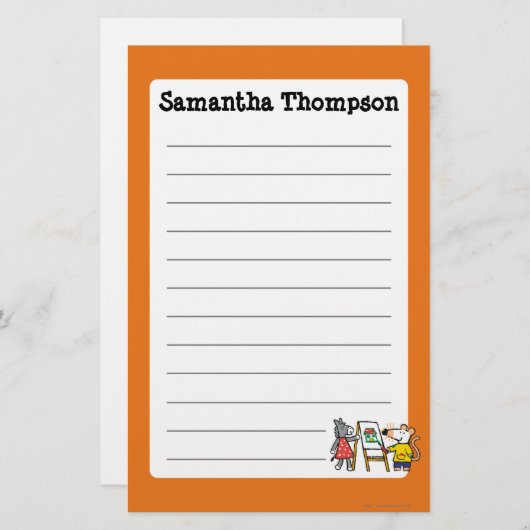 Maisy en Dotty Paint op Preschool Briefpapier (Voorkant / Achterkant)